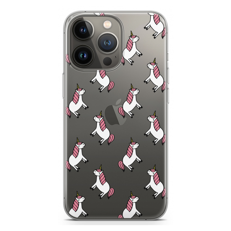 Eenhoorns overal: iPhone 13 Pro Transparant Hoesje