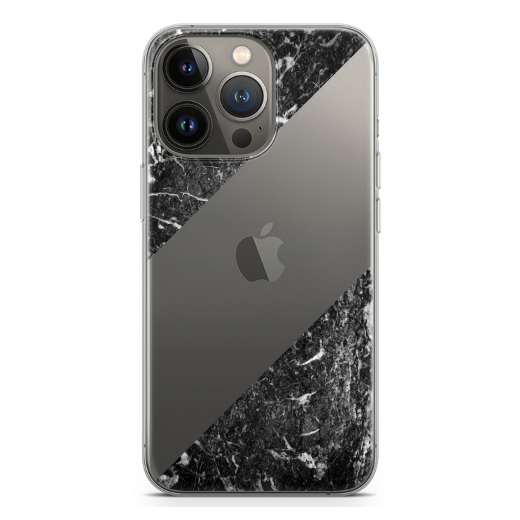 Zwart marmer: iPhone 13 Pro Transparant Hoesje
