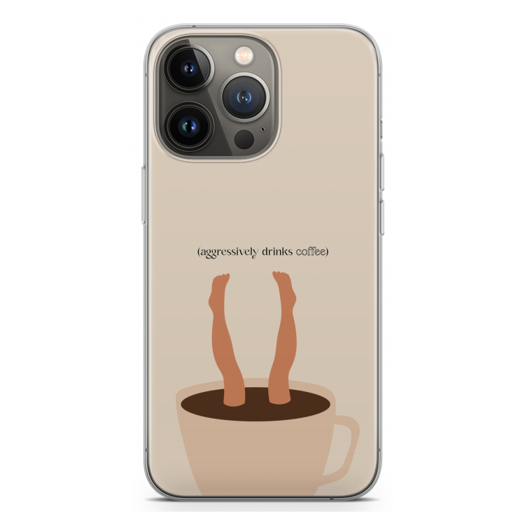 Aggressively drinks coffee: iPhone 13 Pro Transparant Hoesje