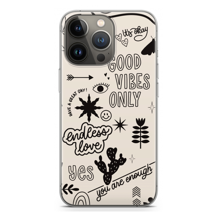 Good vibes: iPhone 13 Pro Transparant Hoesje