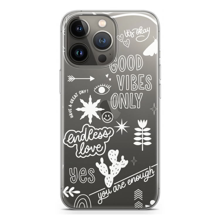 Good vibes: iPhone 13 Pro Transparant Hoesje
