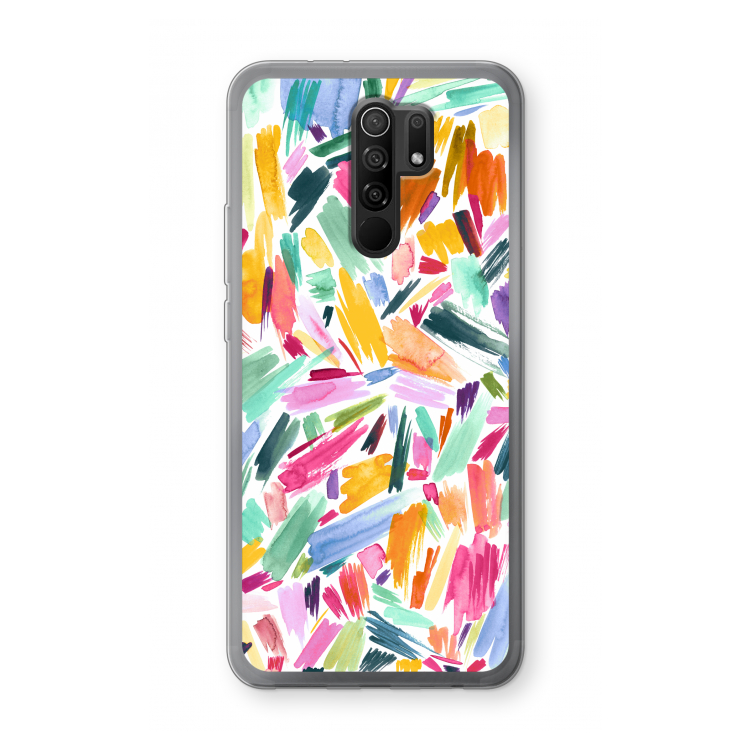 Watercolor Brushstrokes: Xiaomi Redmi 9 Transparant Hoesje