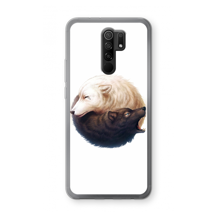 Yin Yang Wolves: Xiaomi Redmi 9 Transparant Hoesje