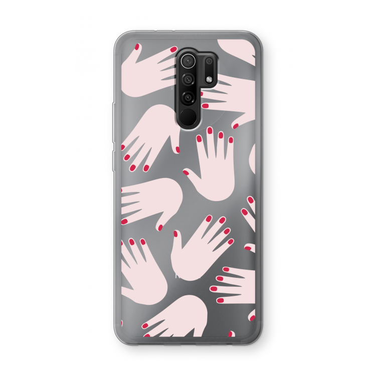 Hands pink: Xiaomi Redmi 9 Transparant Hoesje