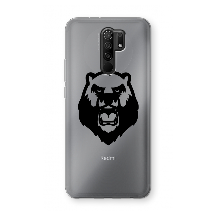 Angry Bear (black): Xiaomi Redmi 9 Transparant Hoesje