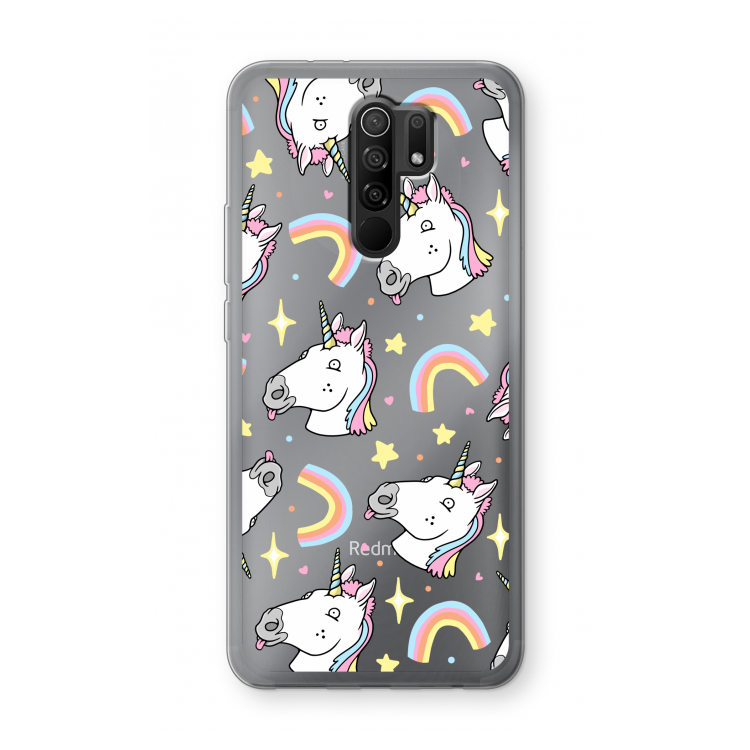 Rainbow Unicorn: Xiaomi Redmi 9 Transparant Hoesje