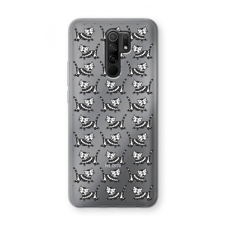 Zwarte poes: Xiaomi Redmi 9 Transparant Hoesje