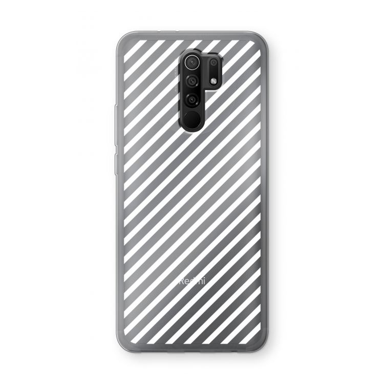 Strepen zwart-wit: Xiaomi Redmi 9 Transparant Hoesje