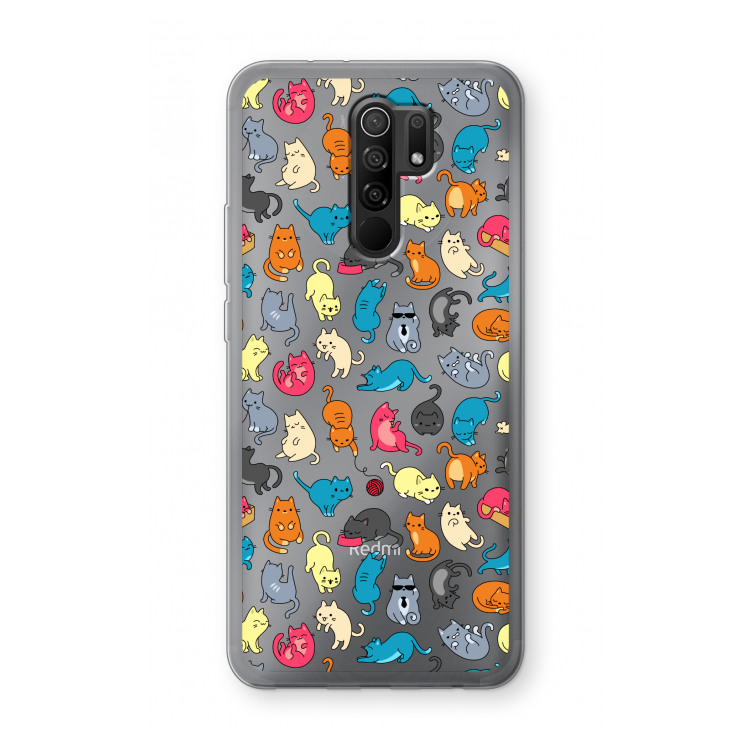 Kleurrijke katten: Xiaomi Redmi 9 Transparant Hoesje