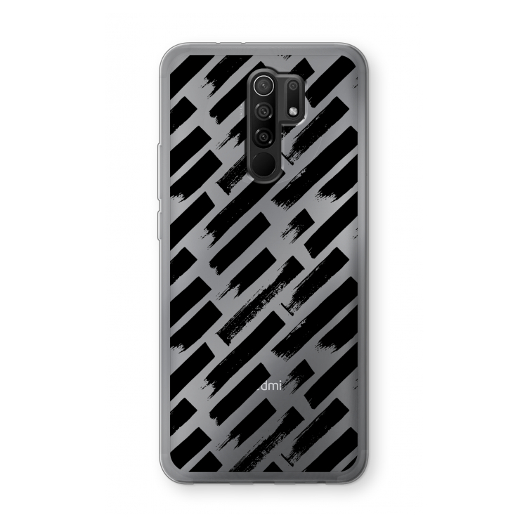 Zwarte vegen: Xiaomi Redmi 9 Transparant Hoesje