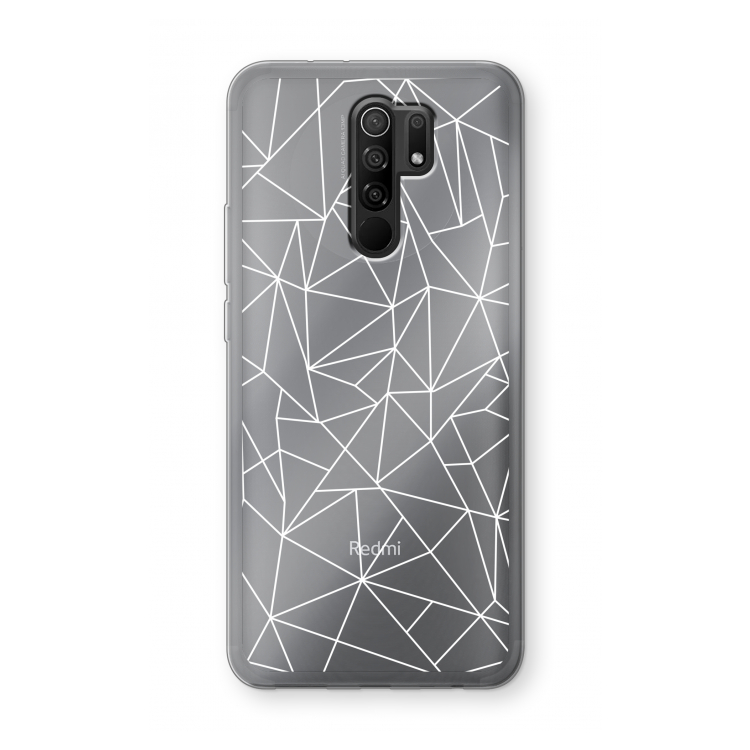 Geometrische lijnen wit: Xiaomi Redmi 9 Transparant Hoesje