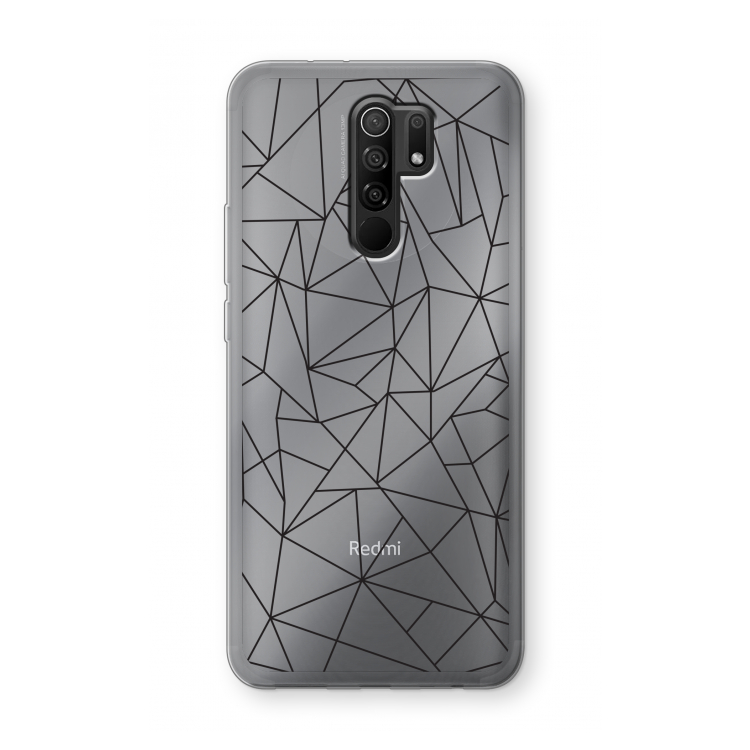 Geometrische lijnen zwart: Xiaomi Redmi 9 Transparant Hoesje