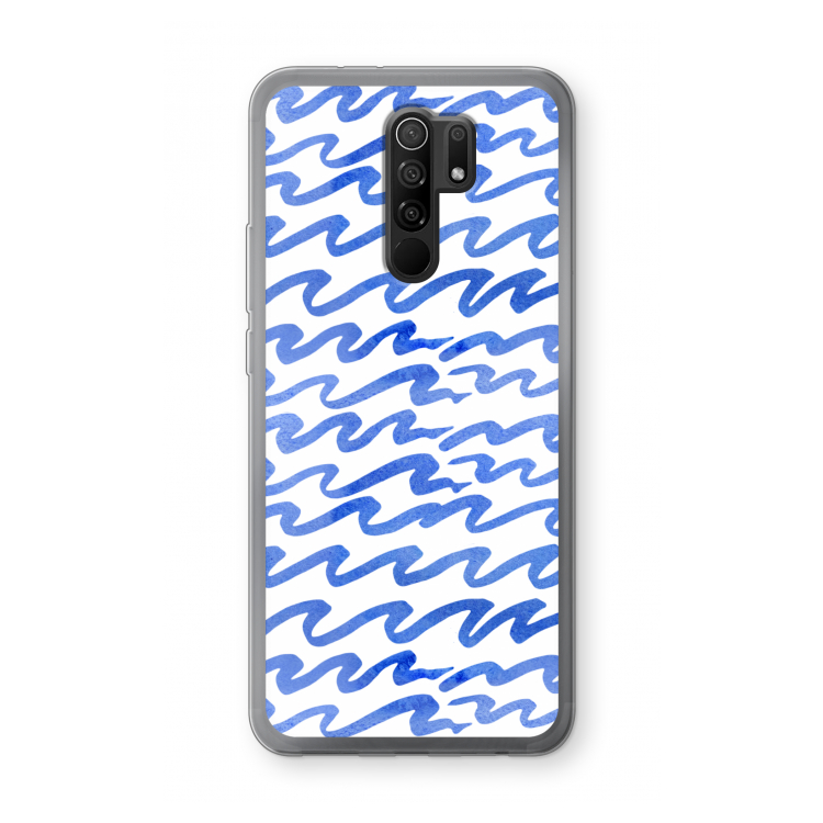 Blauwe golven: Xiaomi Redmi 9 Transparant Hoesje