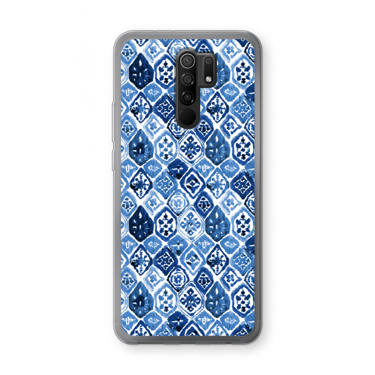 Blauw motief: Xiaomi Redmi 9 Transparant Hoesje