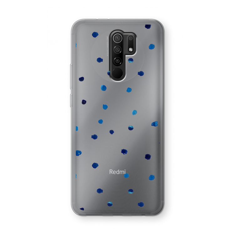 Blauwe stippen: Xiaomi Redmi 9 Transparant Hoesje