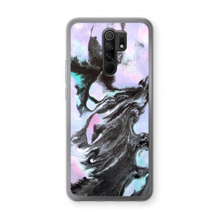Pastel zwart: Xiaomi Redmi 9 Transparant Hoesje