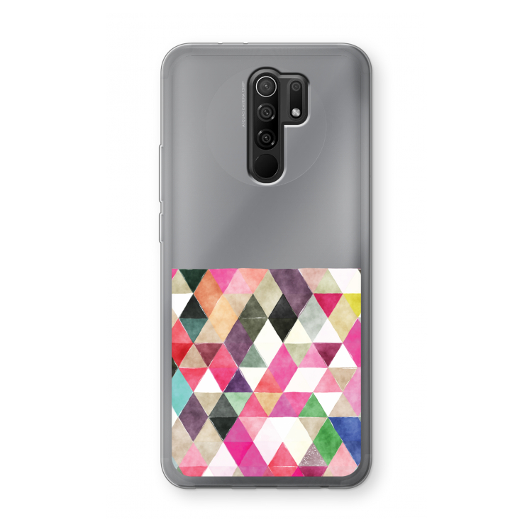 Gekleurde driehoekjes: Xiaomi Redmi 9 Transparant Hoesje