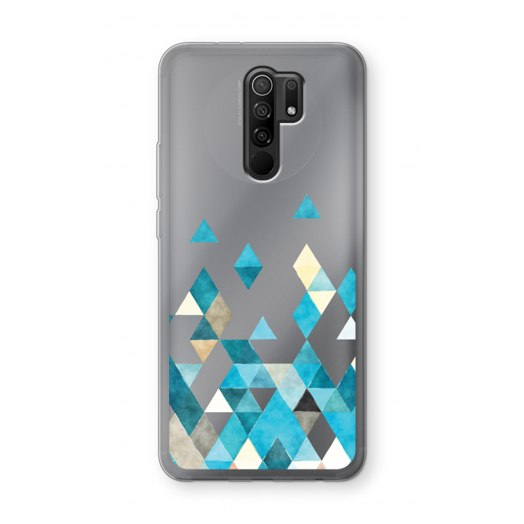 Gekleurde driehoekjes blauw: Xiaomi Redmi 9 Transparant Hoesje