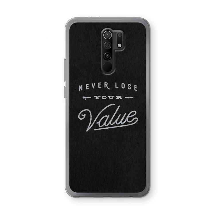 Never lose your value: Xiaomi Redmi 9 Transparant Hoesje