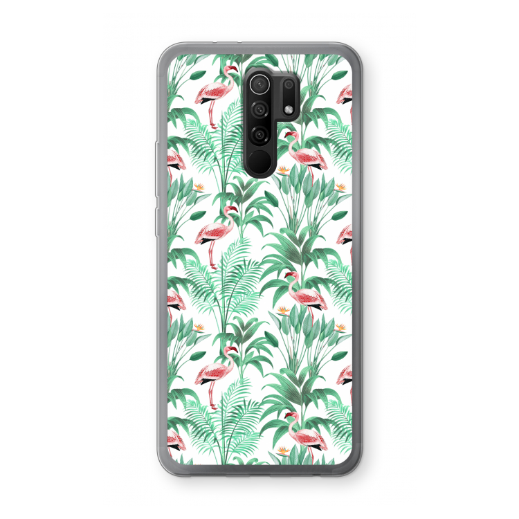 Flamingo bladeren: Xiaomi Redmi 9 Transparant Hoesje