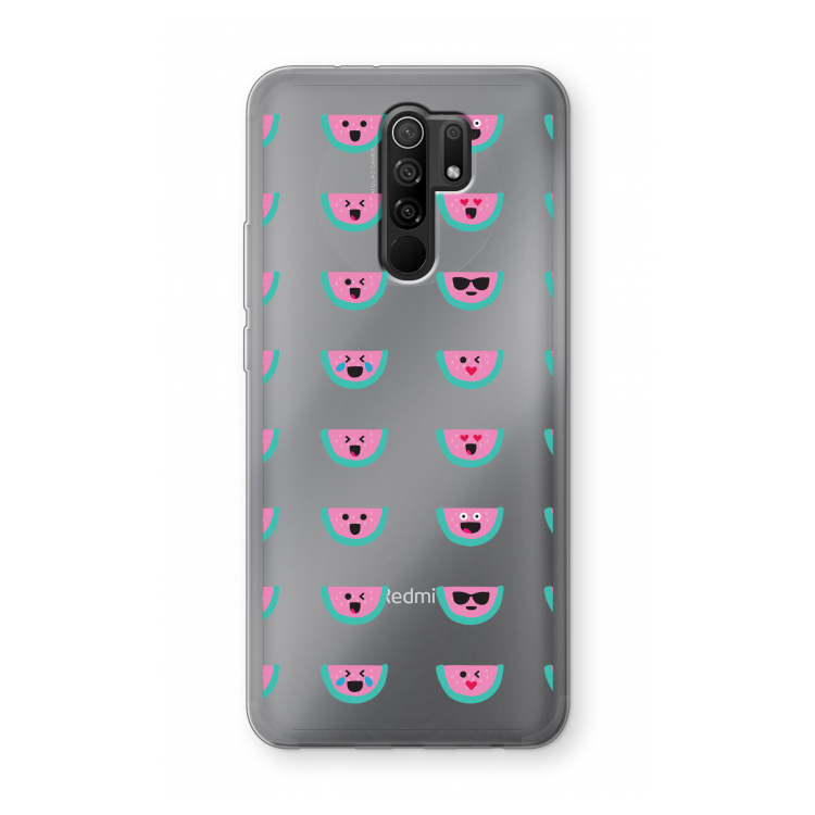Smiley watermeloenprint: Xiaomi Redmi 9 Transparant Hoesje