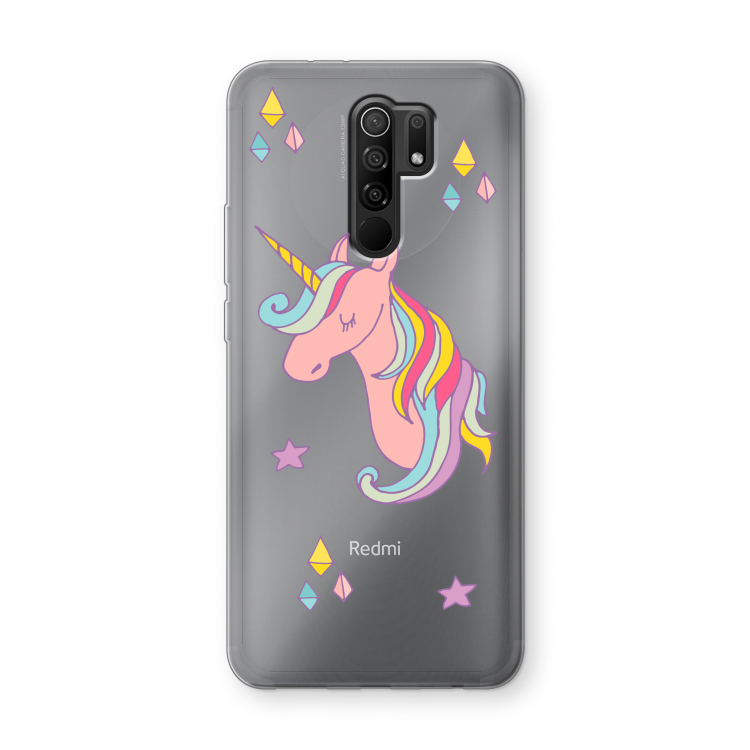 Roze eenhoorn: Xiaomi Redmi 9 Transparant Hoesje