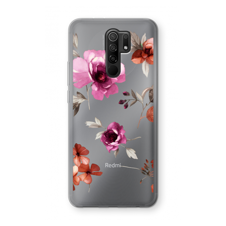 Geschilderde bloemen: Xiaomi Redmi 9 Transparant Hoesje