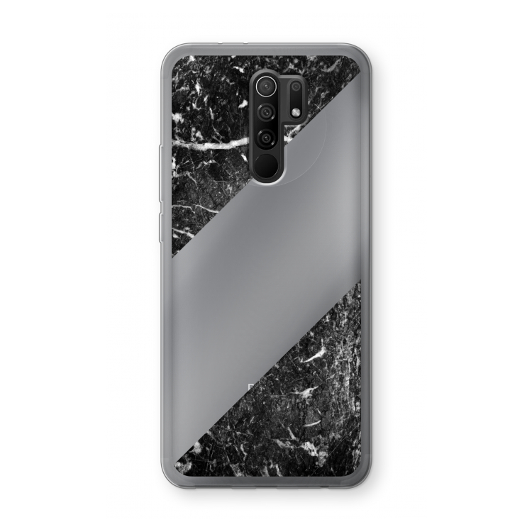 Zwart marmer: Xiaomi Redmi 9 Transparant Hoesje