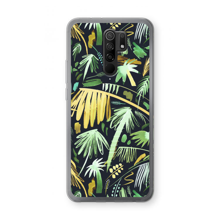 Tropical Palms Dark: Xiaomi Redmi 9 Transparant Hoesje