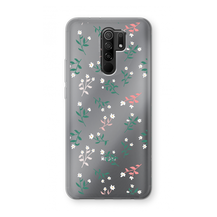 Small white flowers: Xiaomi Redmi 9 Transparant Hoesje
