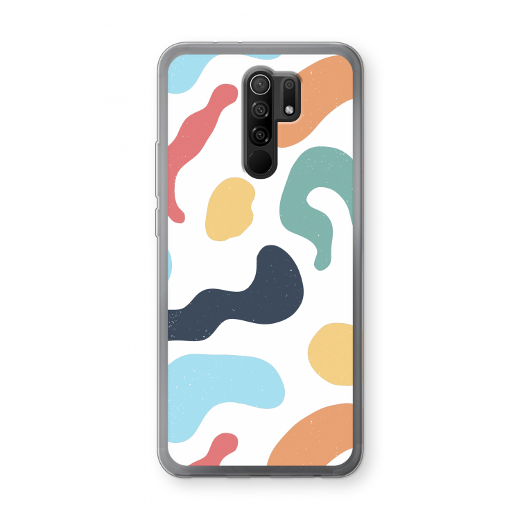 Memphis Shapes Blue: Xiaomi Redmi 9 Transparant Hoesje