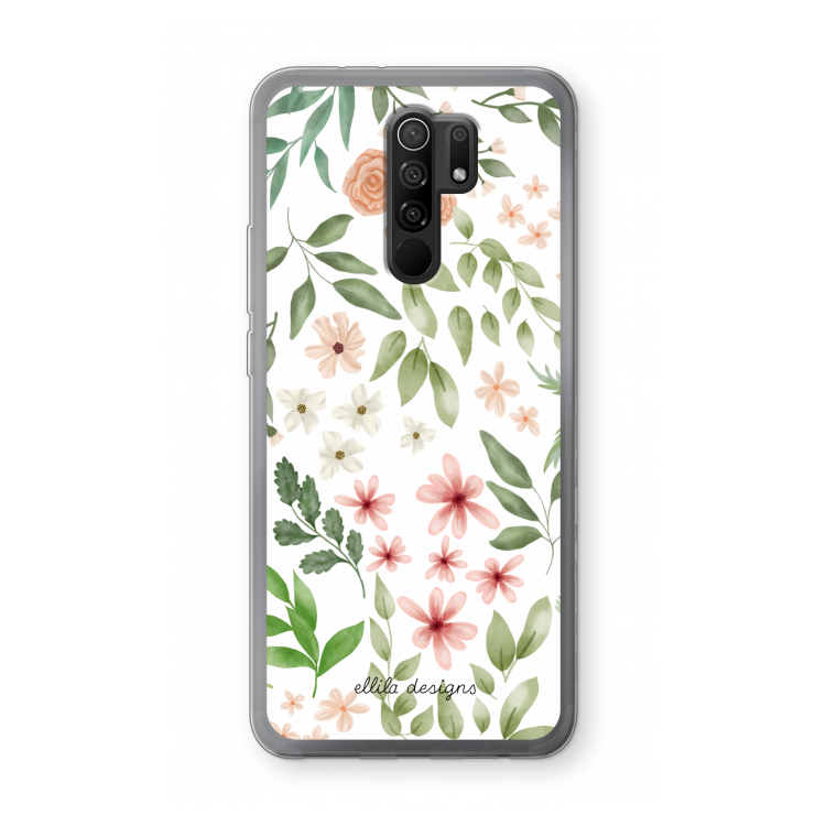 Botanical sweet flower heaven: Xiaomi Redmi 9 Transparant Hoesje
