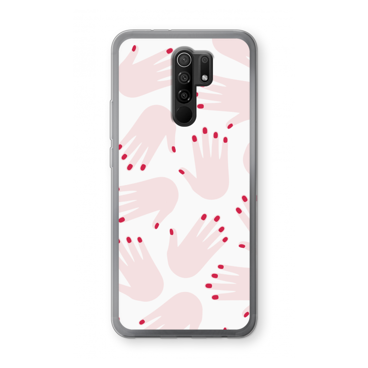 Hands pink: Xiaomi Redmi 9 Transparant Hoesje