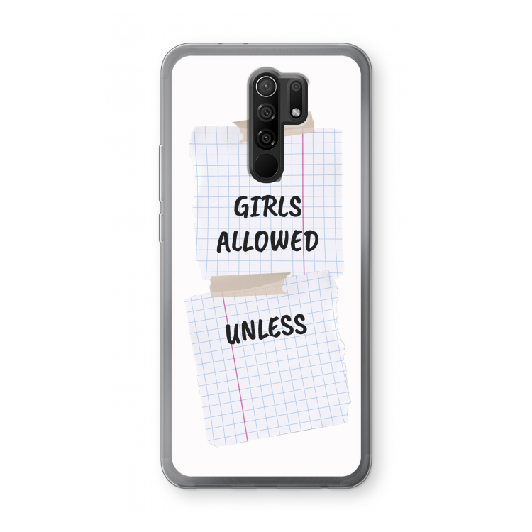 No Girls Allowed Unless: Xiaomi Redmi 9 Transparant Hoesje