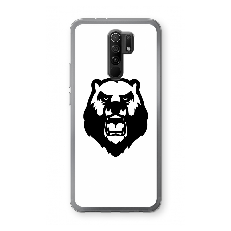 Angry Bear (white): Xiaomi Redmi 9 Transparant Hoesje