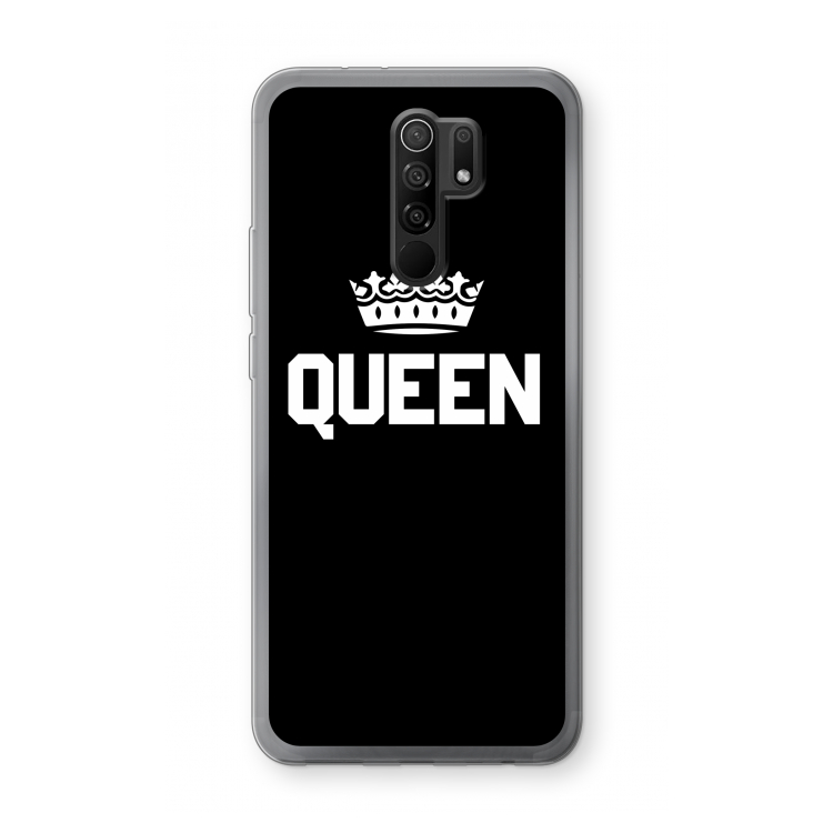 Queen zwart: Xiaomi Redmi 9 Transparant Hoesje