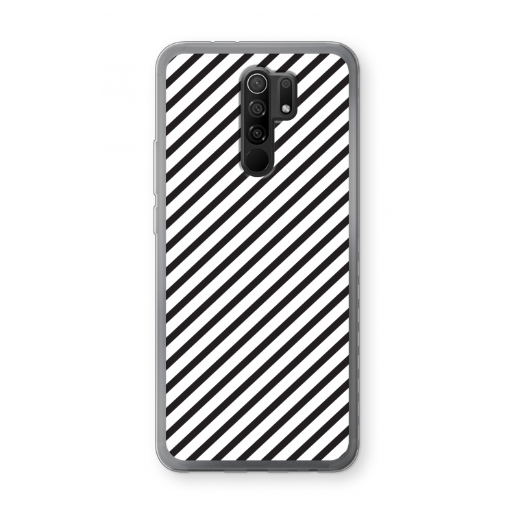 Strepen zwart-wit: Xiaomi Redmi 9 Transparant Hoesje