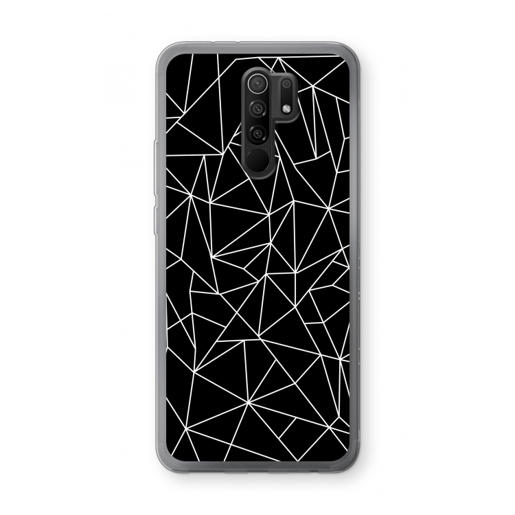 Geometrische lijnen wit: Xiaomi Redmi 9 Transparant Hoesje
