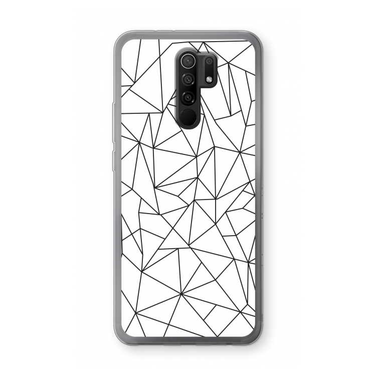 Geometrische lijnen zwart: Xiaomi Redmi 9 Transparant Hoesje