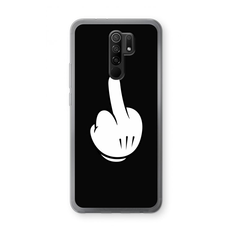 Middle finger black: Xiaomi Redmi 9 Transparant Hoesje