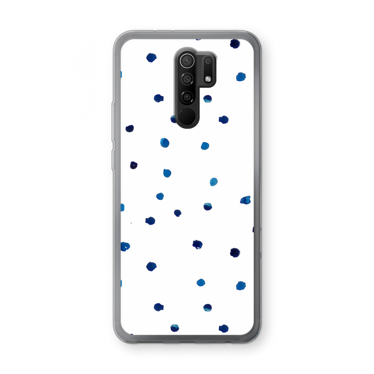 Blauwe stippen: Xiaomi Redmi 9 Transparant Hoesje