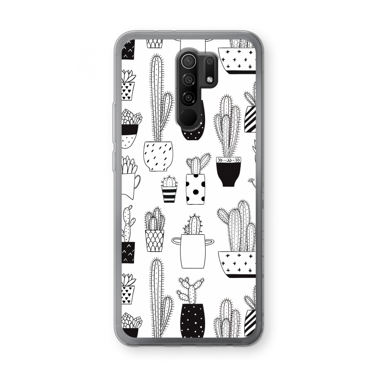 Cactusmotief: Xiaomi Redmi 9 Transparant Hoesje