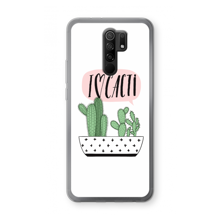I love cacti: Xiaomi Redmi 9 Transparant Hoesje