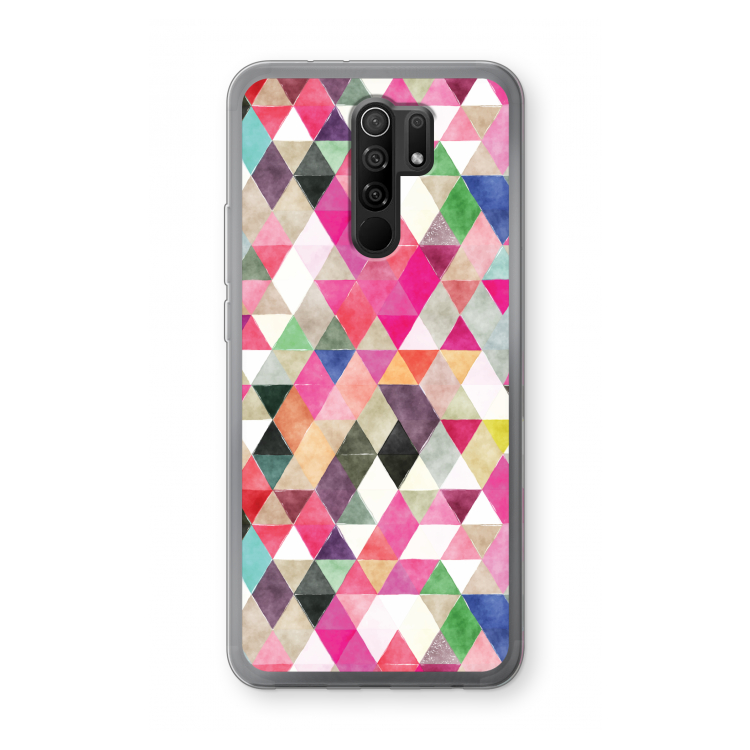 Gekleurde driehoekjes: Xiaomi Redmi 9 Transparant Hoesje