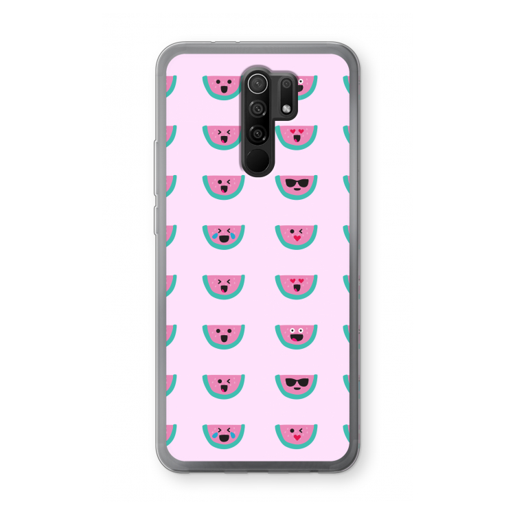 Smiley watermeloenprint: Xiaomi Redmi 9 Transparant Hoesje