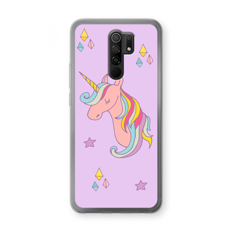 Roze eenhoorn: Xiaomi Redmi 9 Transparant Hoesje