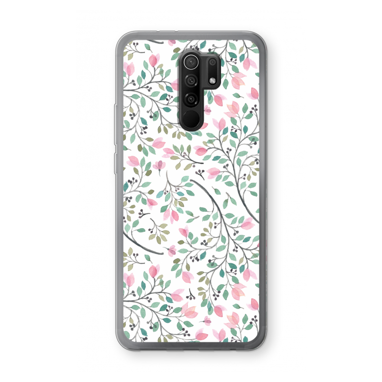 Sierlijke bloemen: Xiaomi Redmi 9 Transparant Hoesje