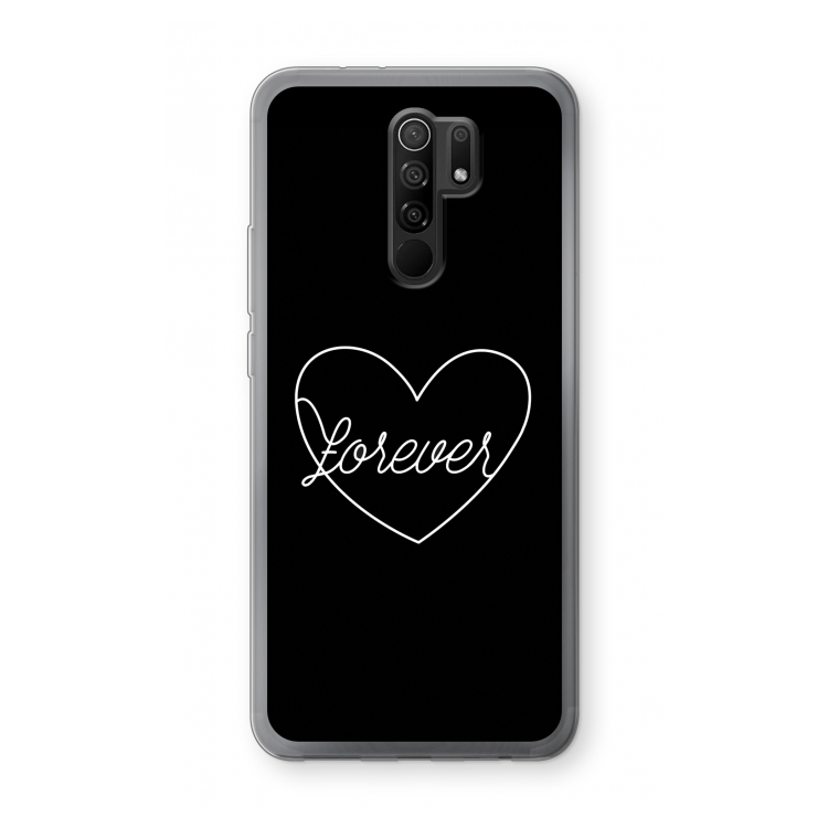 Forever heart black: Xiaomi Redmi 9 Transparant Hoesje