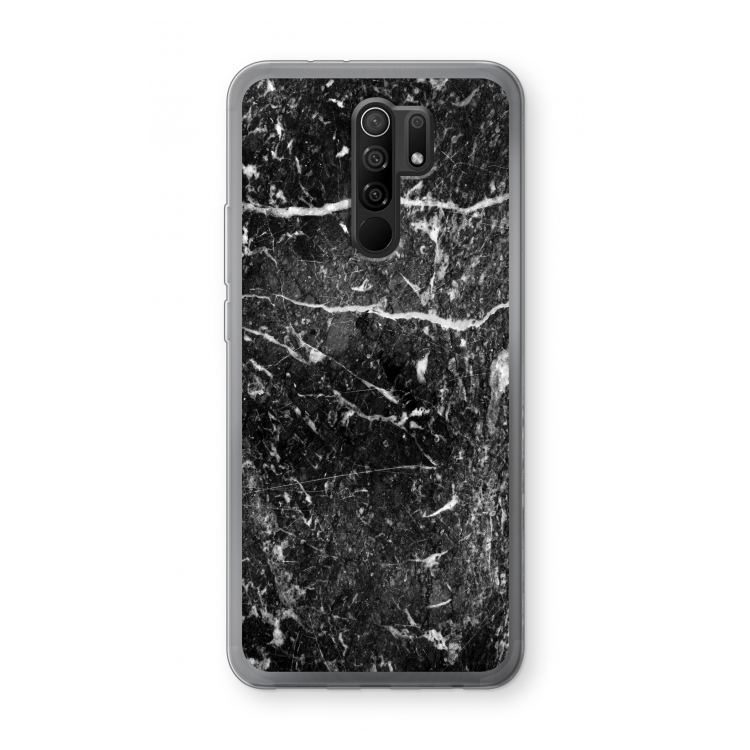 Zwart marmer: Xiaomi Redmi 9 Transparant Hoesje