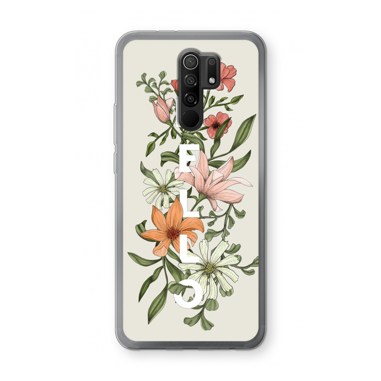 Hello bloemen: Xiaomi Redmi 9 Transparant Hoesje
